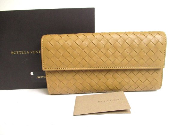 Photo1: BOTTEGA VENETA Intrecciato Brown Leather Flap Long Wallet #a331