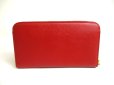 Photo2: PRADA Red Saffiano Leather Ribbon Motif Round Zip Long Wallet #a334 (2)