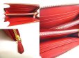 Photo8: PRADA Red Saffiano Leather Ribbon Motif Round Zip Long Wallet #a334