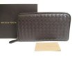 Photo1: BOTTEGA VENETA Intrecciato Dark Brown Leather Round Zip Wallet #a337 (1)