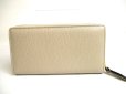 Photo2: GUCCI Double G Beige Light Yellow Leather Round Zip Wallet #a338 (2)