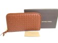 Photo1: BOTTEGA VENETA Intrecciato Brown Leather Round Zip Wallet Purse #a339 (1)