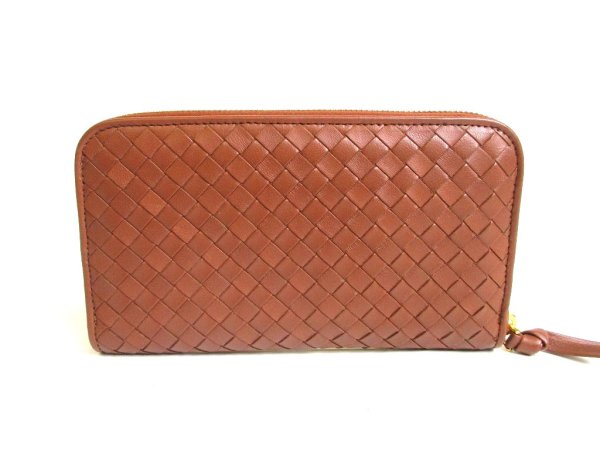 Photo2: BOTTEGA VENETA Intrecciato Brown Leather Round Zip Wallet Purse #a339