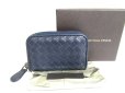 Photo1: BOTTEGA VENETA Intrecciato Navy Blue Leather Round Zip Coin Purse #a341 (1)