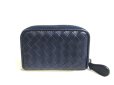 Photo2: BOTTEGA VENETA Intrecciato Navy Blue Leather Round Zip Coin Purse #a341 (2)