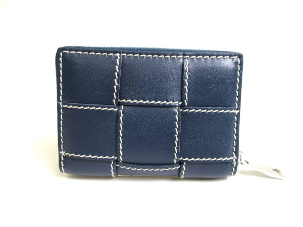 Photo2: BOTTEGA VENETA JAPAN Limited Cassette Deep Blue Leather Coin Purse #a342