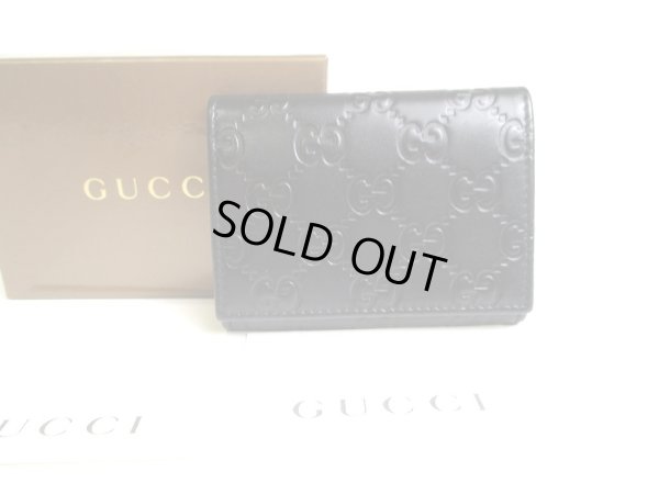 Photo1: GUCCI GG Guccissima Black Leather Card Holder #a343