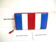 Photo1: BALENCIAGA Tri-color Leather Continental Round Zip Wallet #a344 (1)