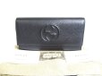 Photo1: GUCCI Soho Interlocking G Black Leather Long Flap Wallet Purse #a345 (1)