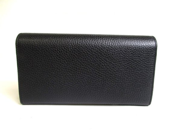 Photo2: GUCCI Soho Interlocking G Black Leather Long Flap Wallet Purse #a345