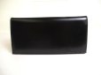 Photo2: GUCCI Vintage Logo Black Leather Long Flap Wallet #a346 (2)