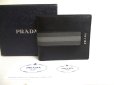 Photo1: PRADA Black Saffiano Leather Bifold Bill Wallet Card Holder #a347 (1)