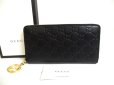 Photo1: GUCCI Guccissima Black Leather Round Zip Long Wallet #a348 (1)