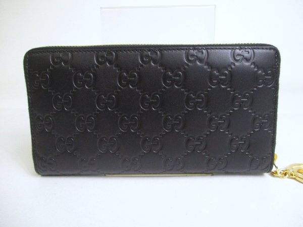 Photo2: GUCCI Guccissima Black Leather Round Zip Long Wallet #a348