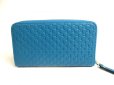 Photo2: GUCCI Micro Guccissima Turquoise Leather Round Zip Long Wallet #a349 (2)