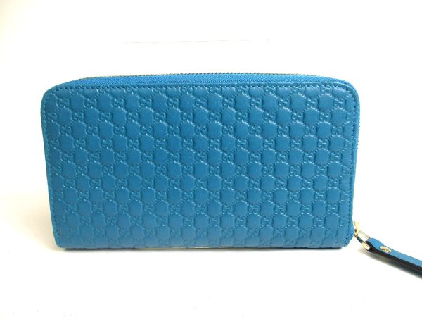 Photo2: GUCCI Micro Guccissima Turquoise Leather Round Zip Long Wallet #a349