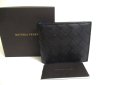 Photo1: BOTTEGA VENETA Intrecciato Black Blue Leather Bifold Bill Wallet #a351 (1)