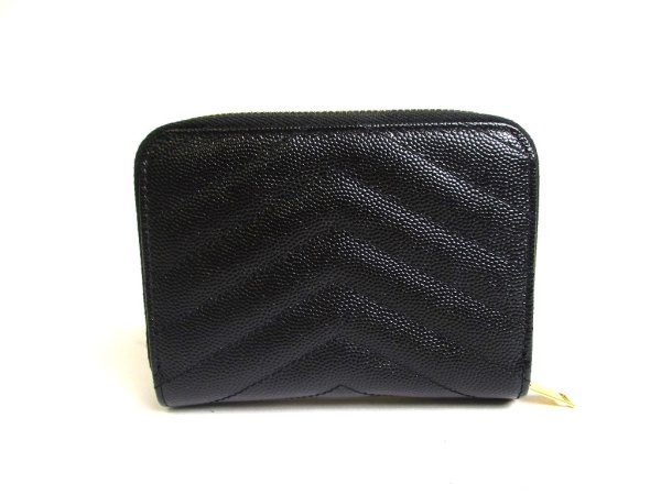 Photo2: Saint Laurent YSL Monogram Black Grain Leather Bifold Wallet #a352