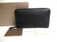 Photo1: BVLGARI Octo Black Grain Leather Large Round Zip Long Wallet #a353 (1)