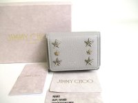 Jimmy Choo Plastic Stars Gray Leather Trifold Wallet Compact Wallet NEMO #a354