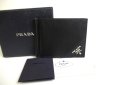 Photo1: PRADA Black Saffiano Leather Bifold Bill Wallet w/Bill Clip #a357 (1)