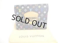 LOUIS VUITTON Multicolor Black Leather Trifold Wallet Purse Joy #a358