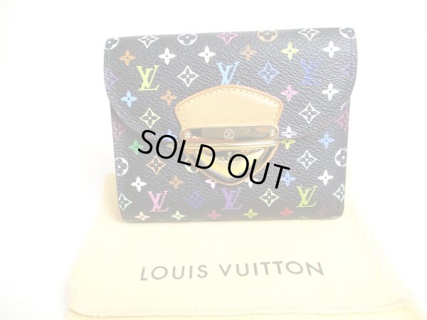 Photo1: LOUIS VUITTON Multicolor Black Leather Trifold Wallet Purse Joy #a358