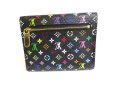 Photo2: LOUIS VUITTON Multicolor Black Leather Trifold Wallet Purse Joy #a358 (2)