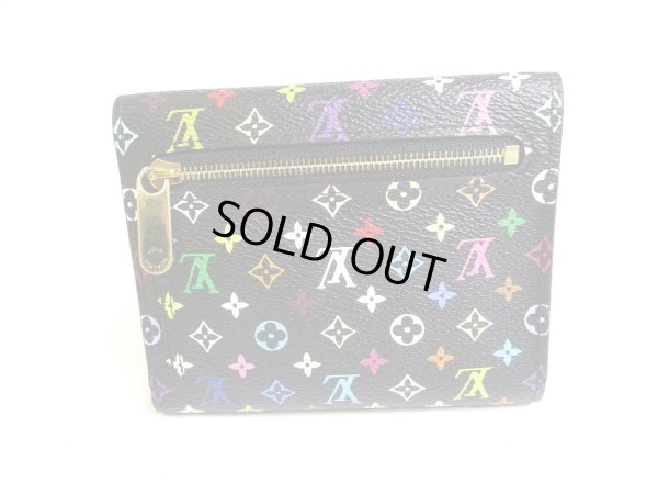 Photo2: LOUIS VUITTON Multicolor Black Leather Trifold Wallet Purse Joy #a358