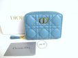 Photo1: Christian Dior Turquoise Leather Caro Scrlet Wallet Bifold Wallet #a360 (1)