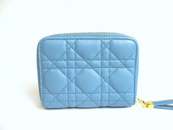 Photo2: Christian Dior Turquoise Leather Caro Scrlet Wallet Bifold Wallet #a360