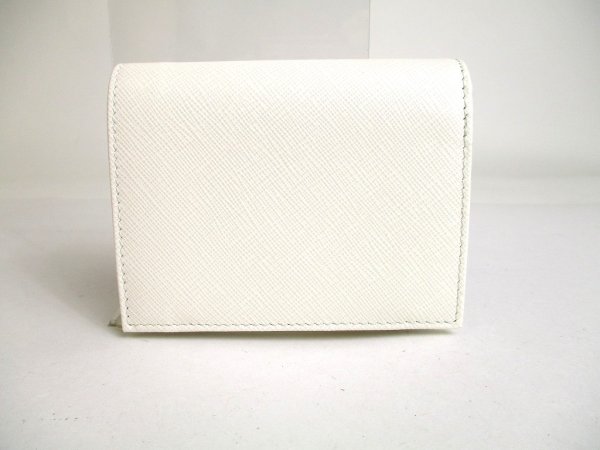 Photo2: PRADA Saffiano White Leather Bifold Wallet Compact Wallet #a361