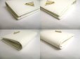 Photo7: PRADA Saffiano White Leather Bifold Wallet Compact Wallet #a361