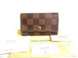 Photo1: LOUIS VUITTON Damier Brown Leather Multicles 6 Key Chain #a364 (1)