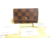 LOUIS VUITTON Damier Brown Leather Multicles 6 Key Chain #a364