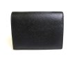 Photo2: PRADA Saffiano Black Leather Bifold Wallet Compact Wallet #a366 (2)