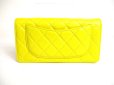 Photo2: CHANEL Yellow Lamb Leather Flap Long Wallet Purse #a368 (2)