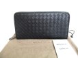 Photo1: BOTTEGA VENETA Intrecciato Black Leather Round Zip Wallet Purse #a369 (1)