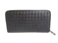 Photo2: BOTTEGA VENETA Intrecciato Black Leather Round Zip Wallet Purse #a369 (2)