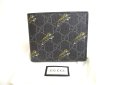 Photo1: GUCCI Black GG Coating Canvas Leather Taiger Motif Bifold Bill Wallet #a371 (1)