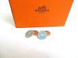 Photo1: HERMES Light Blue Enamel Palladium Finishing Serie Cufflinks #a373 (1)