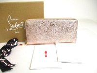 Christian Louboutin Panettone Rose Gold Leather Round Zip Wallet #a376