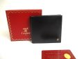 Photo1: Cartier Pasha de Cartier Black Leather Gold Logo Bifold Bill Wallet #a378 (1)