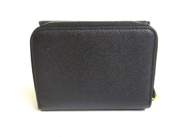 Photo2: Christian Dior Black Leather Saddle Lotus Bifold Wallet Compact Wallet #a379