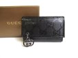 Photo1: GUCCI GG Imprimee Black Leather 6 Pics Key Chain #a380 (1)