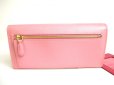 Photo2: PRADA Saffiano Pink Leather Bifold Long Flap Wallet #a381 (2)