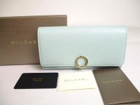 BVLGARI Light Leather Light Gold H/W Flap Long Wallet #a382