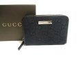 Photo1: GUCCI GG Black Canvas Leather Round Zip Coin Purse #a384 (1)