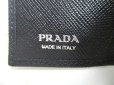 Photo10: PRADA Black Saffiano Triangle Leather 4 Pics Key Chain #a387