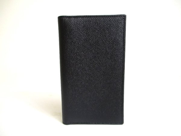 Photo2: BVLGARI Man Black Leather Flap BIfold Long Wallet #a388